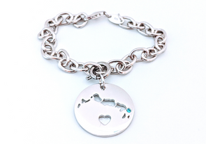 I Left My Heart in Turks and Caicos - Sterling Silver Charm Bracelet
