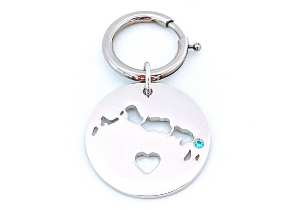I Left My Heart in Turks and Caicos - Sterling Silver Bag Charm - Keychain Charm - Dog Collar Charm