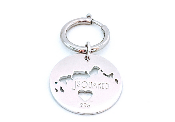 I Left My Heart in Turks and Caicos - Sterling Silver Bag Charm - Keychain Charm - Dog Collar Charm