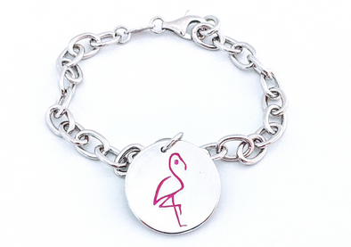 Flamingo Frank  - Sterling Silver Charm Bracelet