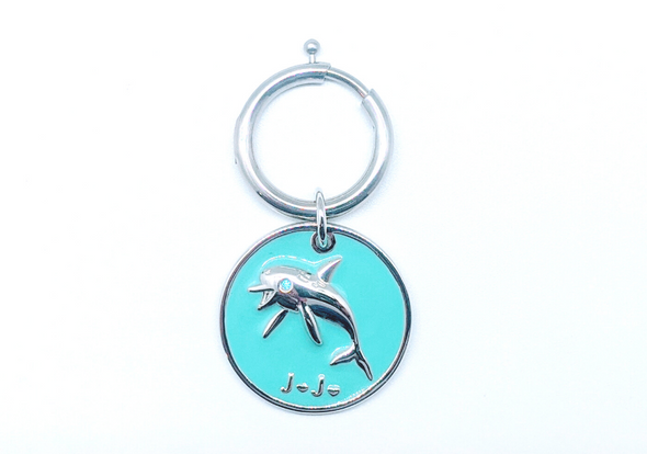 JoJo the Dolphin - Sterling Silver Bag Charm - Keychain Charm - Dog Collar Charm